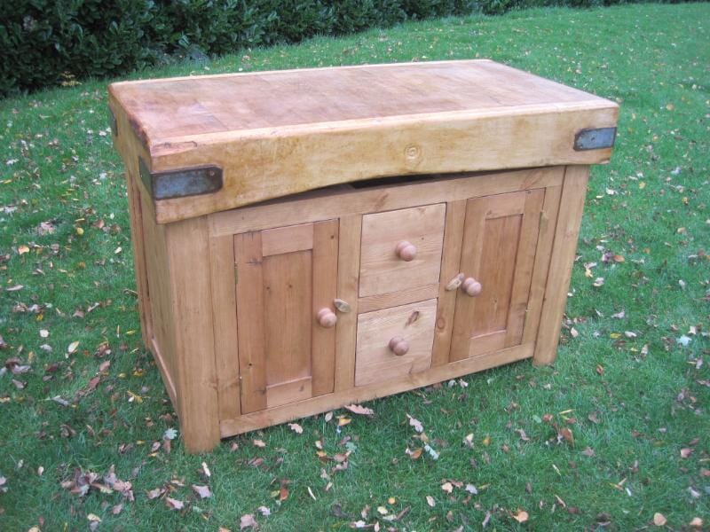 Antique Butchers Chopping Block with Drawers and Cupboards - 5714