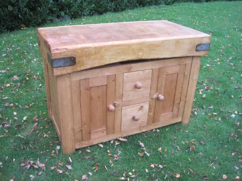 Antique Butchers Chopping Block with Drawers and Cupboards