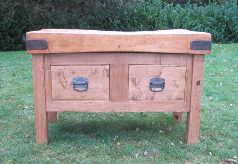 Antique Kitchen Butchers Chopping Block with 2 Drawers - 5707
