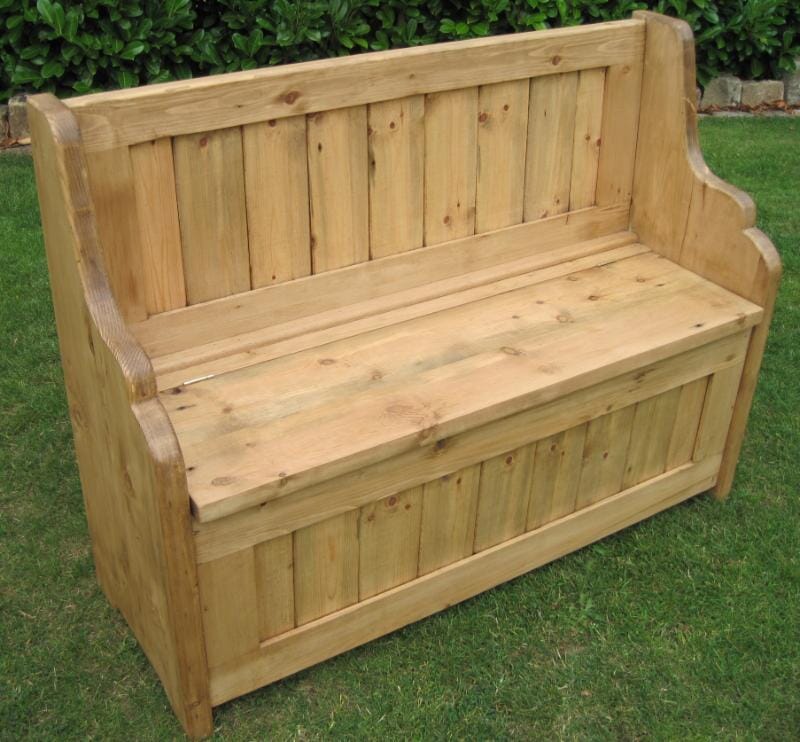 An Antique Reclaimed Pine Settle with lift up seat - 4999
