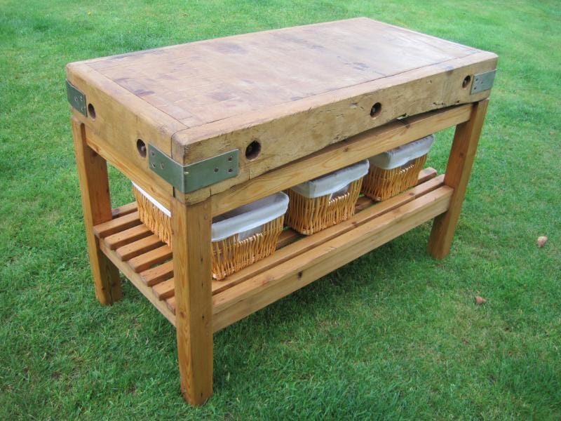 Antique Reclaimed Butchers Block on a Stand - 4769