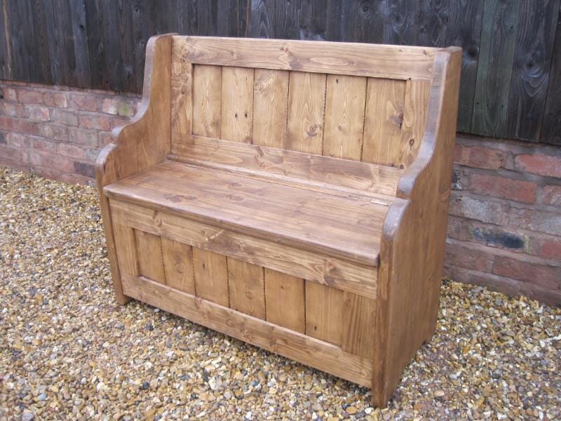 Reclaimed Antique Pine Settle with lift up seat - 5387