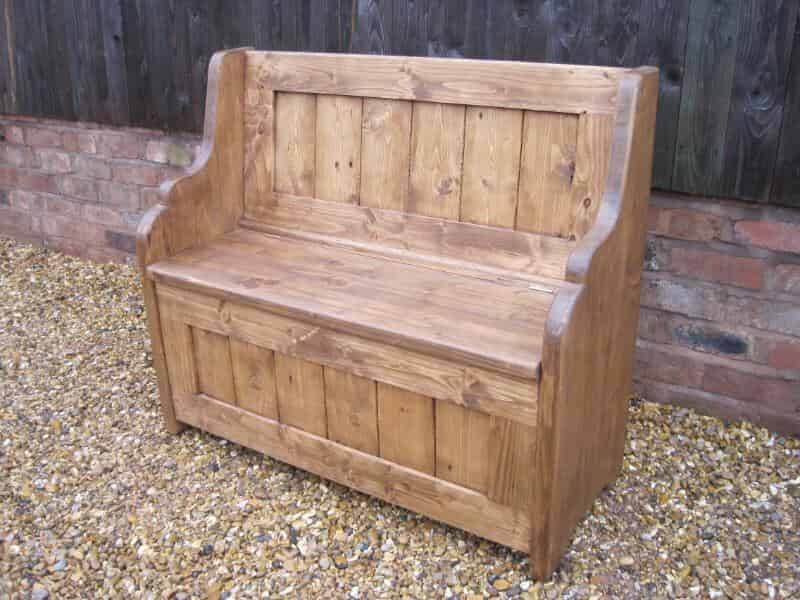 Reclaimed Antique Pine Settle with lift up seat