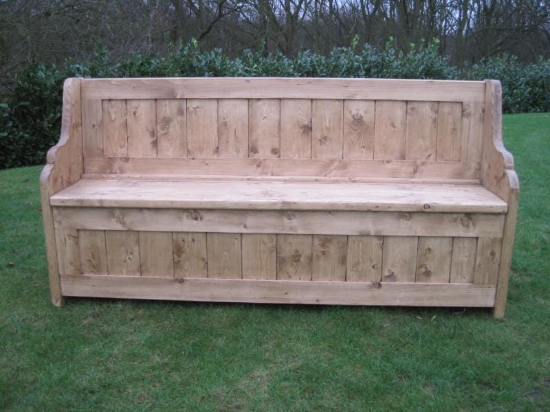 Handmade Antique Reclaimed Pine Settle With Lift Up Seat - 5519