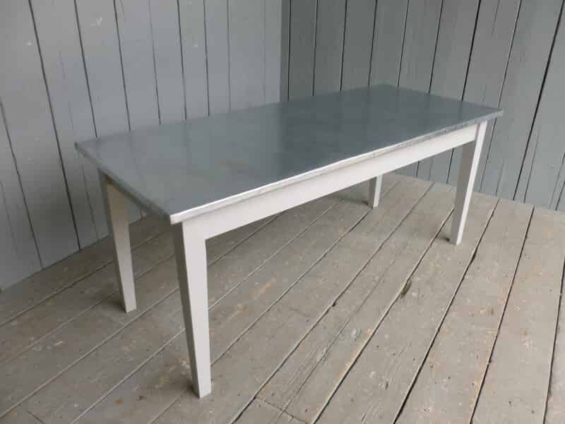 Zinc Top Reclaimed Pine Tapered Leg Table