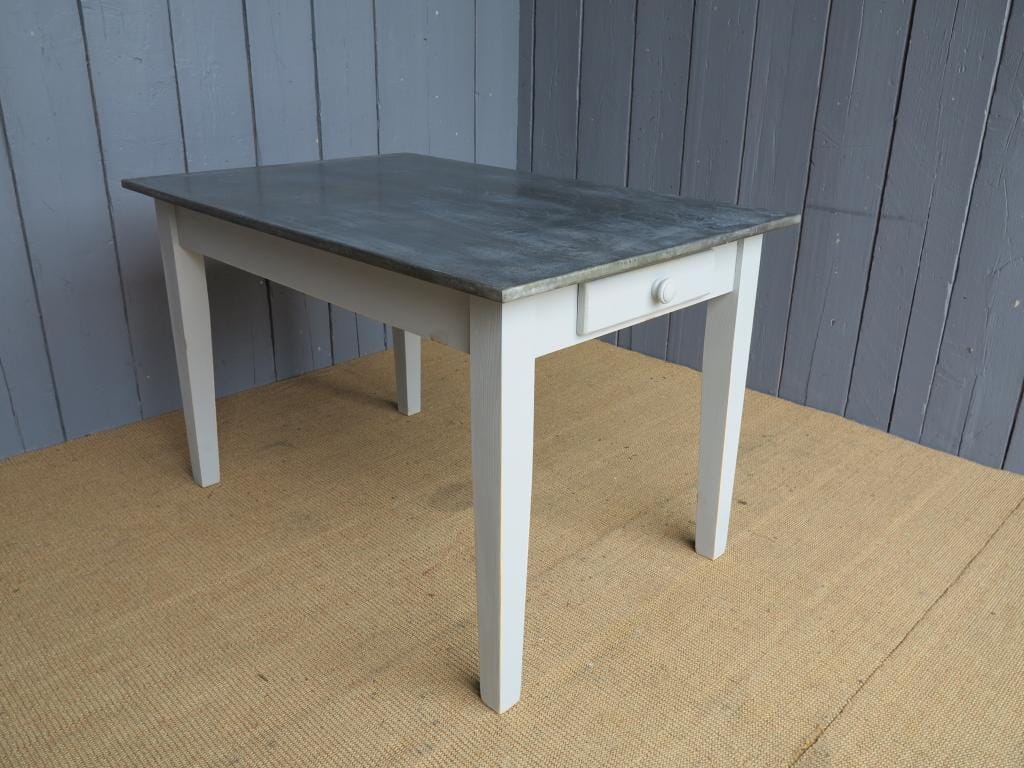 Distressed Antiqued Zinc Topped Table - 6980