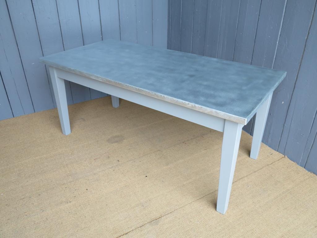 Matt Zinc Topped Tapered Leg Table - D1071