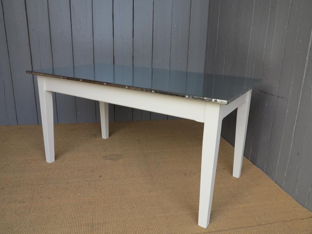 Natural Zinc Topped Tapered Leg Table - D1070