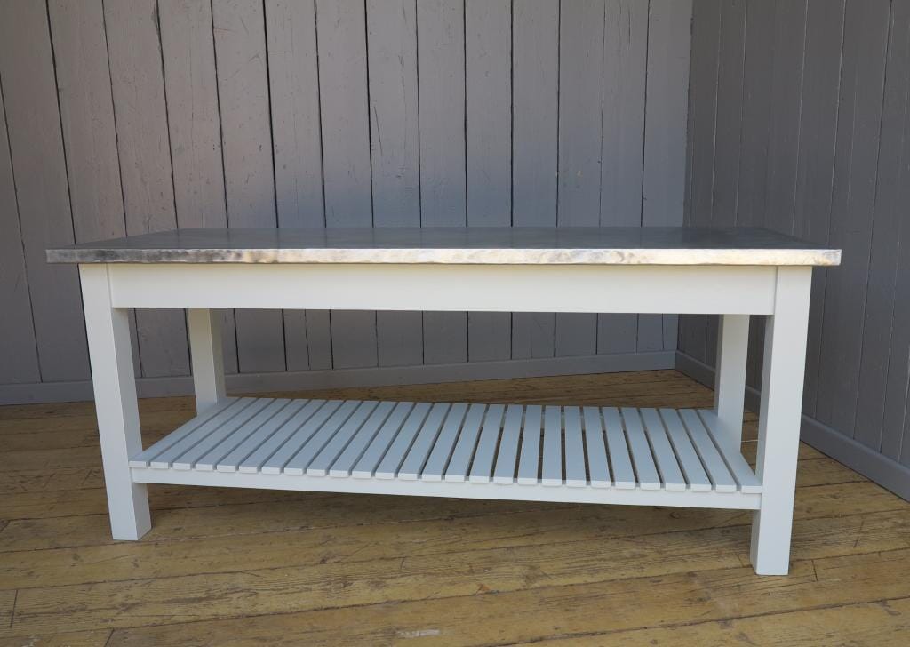 Bespoke Matt Zinc Table With Slatted Base - D1060