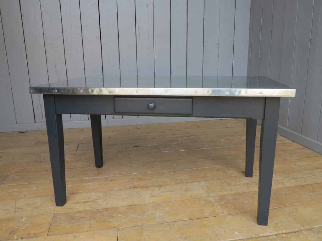 Natural Zinc Topped Table with Drawer