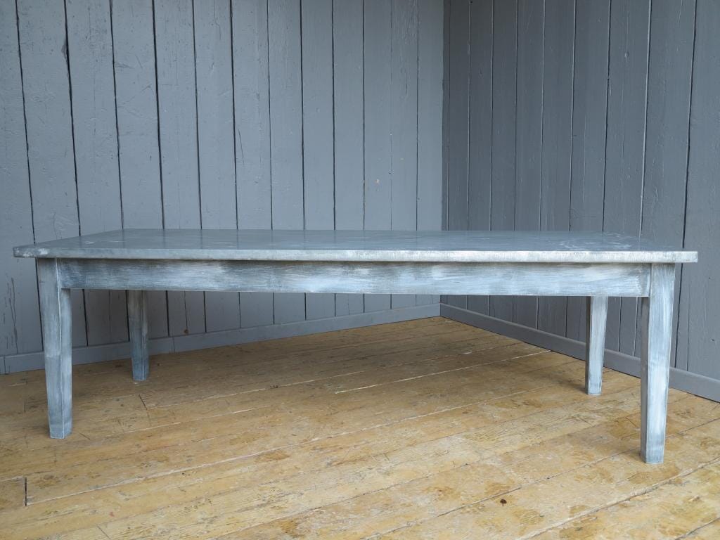 Antiqued Distressed Zinc Table - D1043
