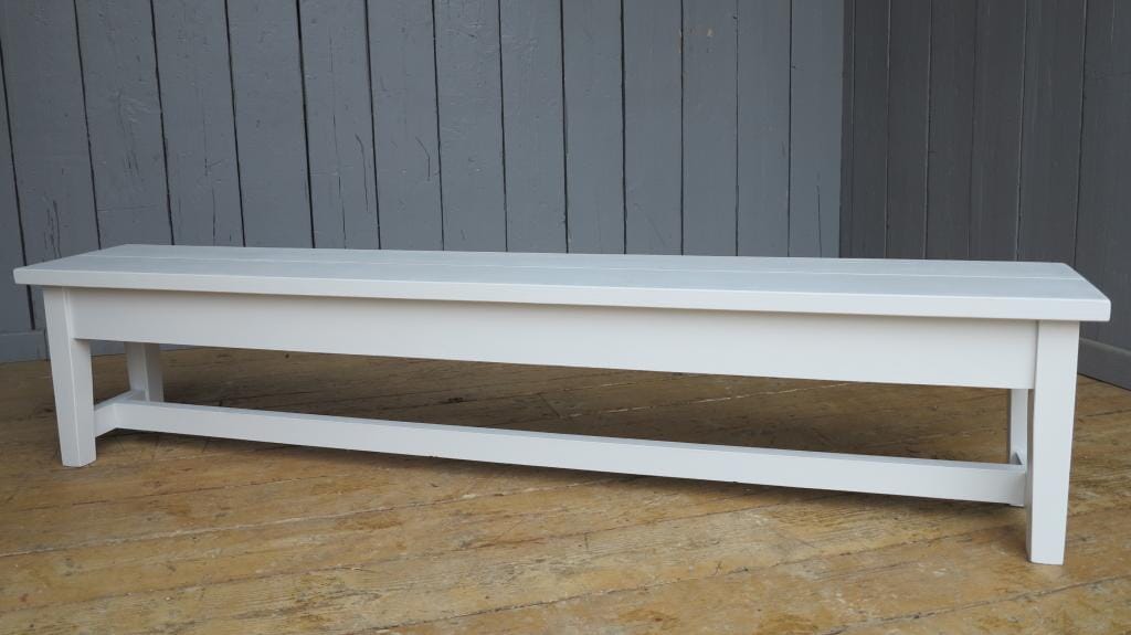 Antique Reclaimed Painted Pine Plank Top Bench - D1160