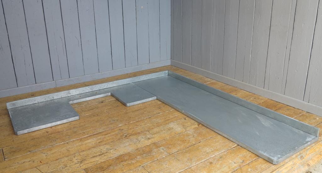 Distressed Antiqued Zinc Kitchen Worktops and Splashbacks - D1169