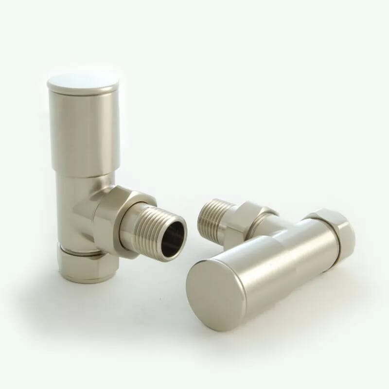 Pair of Milan Satin Nickel Cast Iron Radiator Valves - Milsnm
