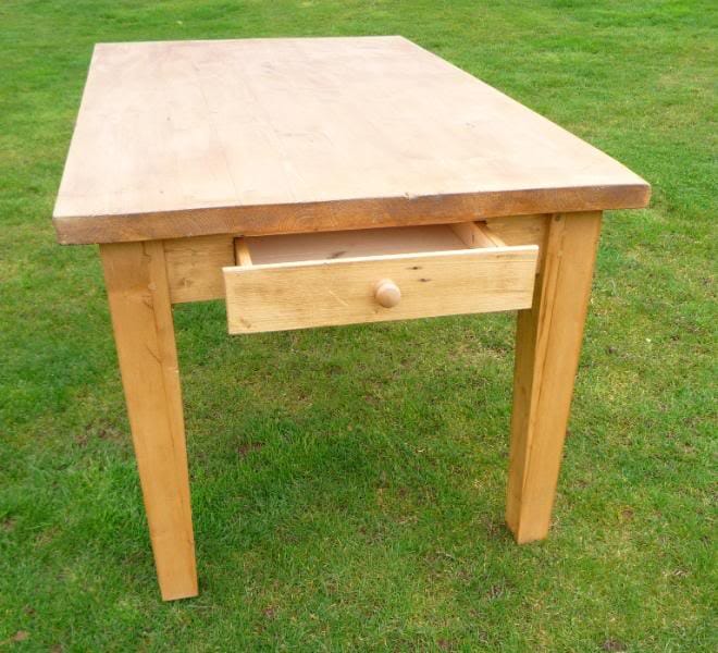 Reclaimed Pine Tables With Drawer and Tapered Legs - D1112