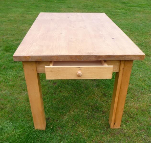 Reclaimed Pine Tables With Drawer and Square Legs - D1111