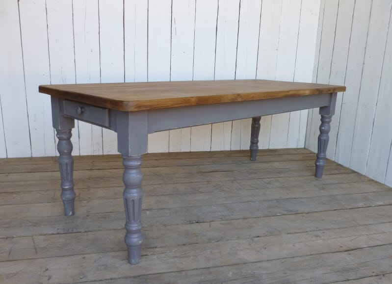 Reclaimed Pine Farmhouse Table with Fluted Legs - 6024