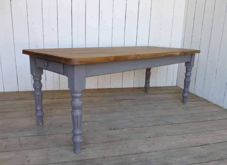 Reclaimed Pine Farmhouse Table with Fluted Legs