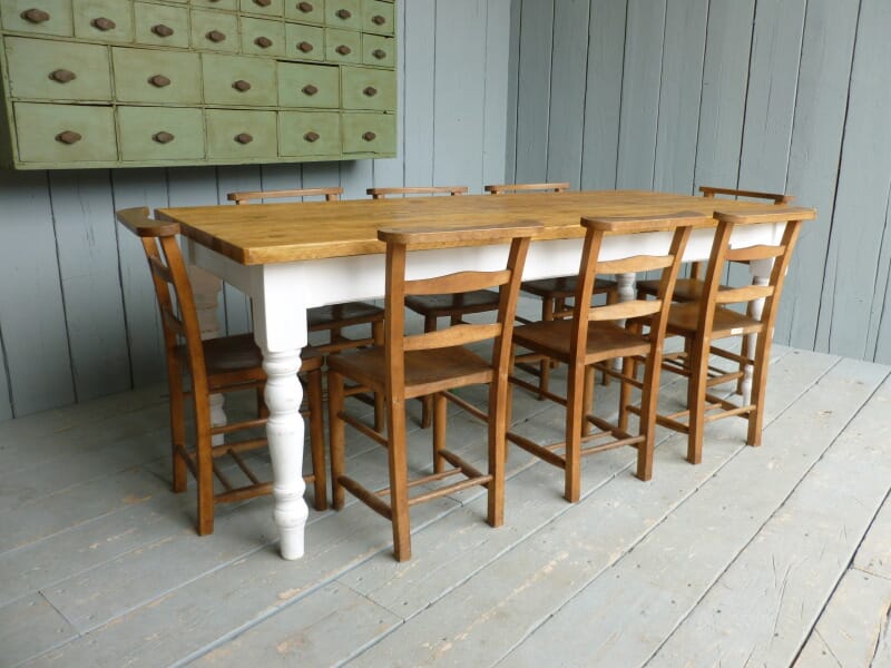 Plank Top Reclaimed Pine Farmhouse Table - 6156