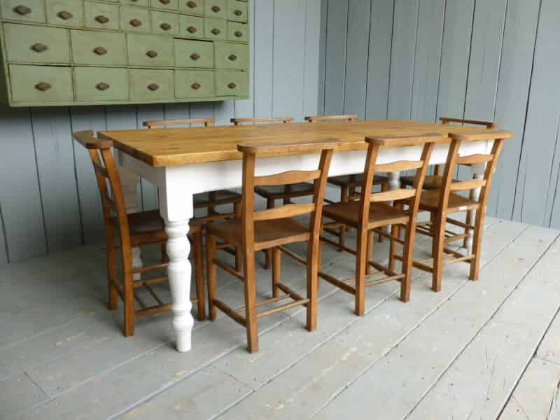 Plank Top Reclaimed Pine Farmhouse Table