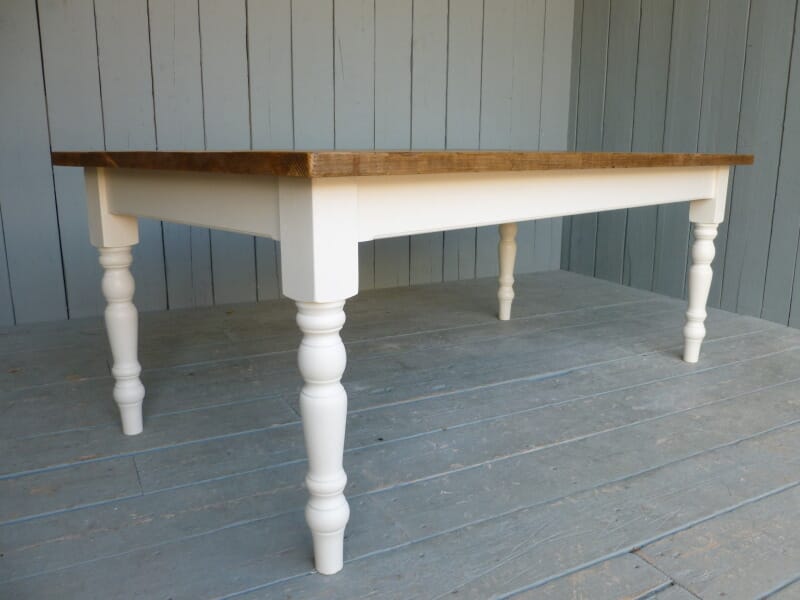 Handmade Plank Top Reclaimed Pine Farmhouse Table - 6161
