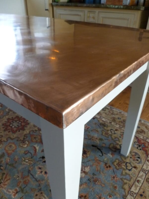 Natural Copper Topped Tapered Leg Table - 6423