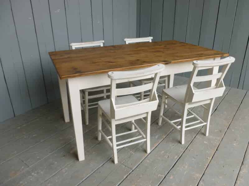 Farmhouse Table and 4 Chairs -  Farrow and Ball Lime White paint