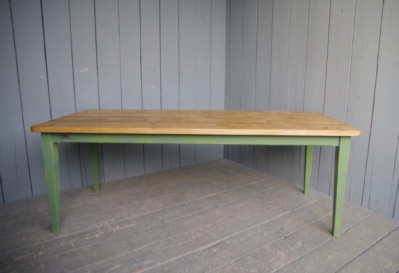 Plank Top Farmhouse Dining Table With Painted Base  - 6485