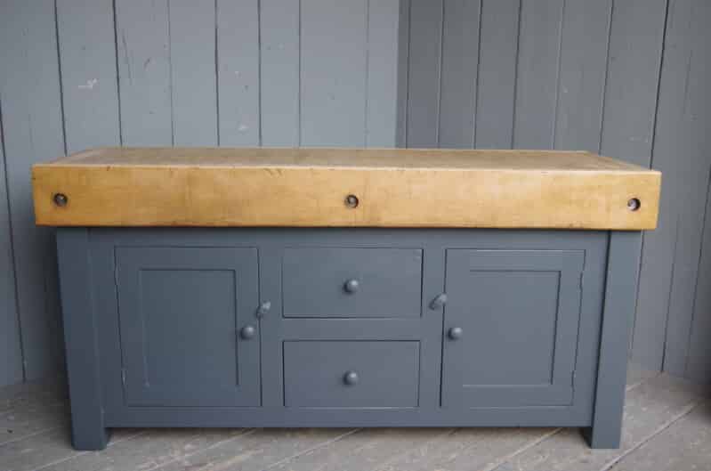 Antique Butchers Chopping Block with 2 Drawers and Cupboards