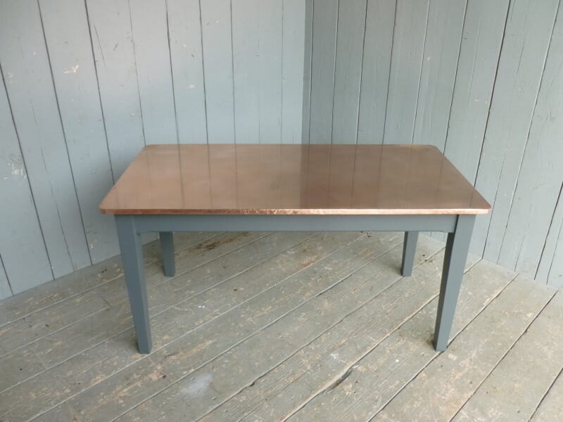 Natural Copper Topped Tapered Leg Table with Rounded Corners - 6575