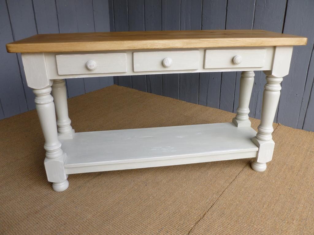 Reclaimed Pine Console Table with 3 Drawers & Shelf - 6818