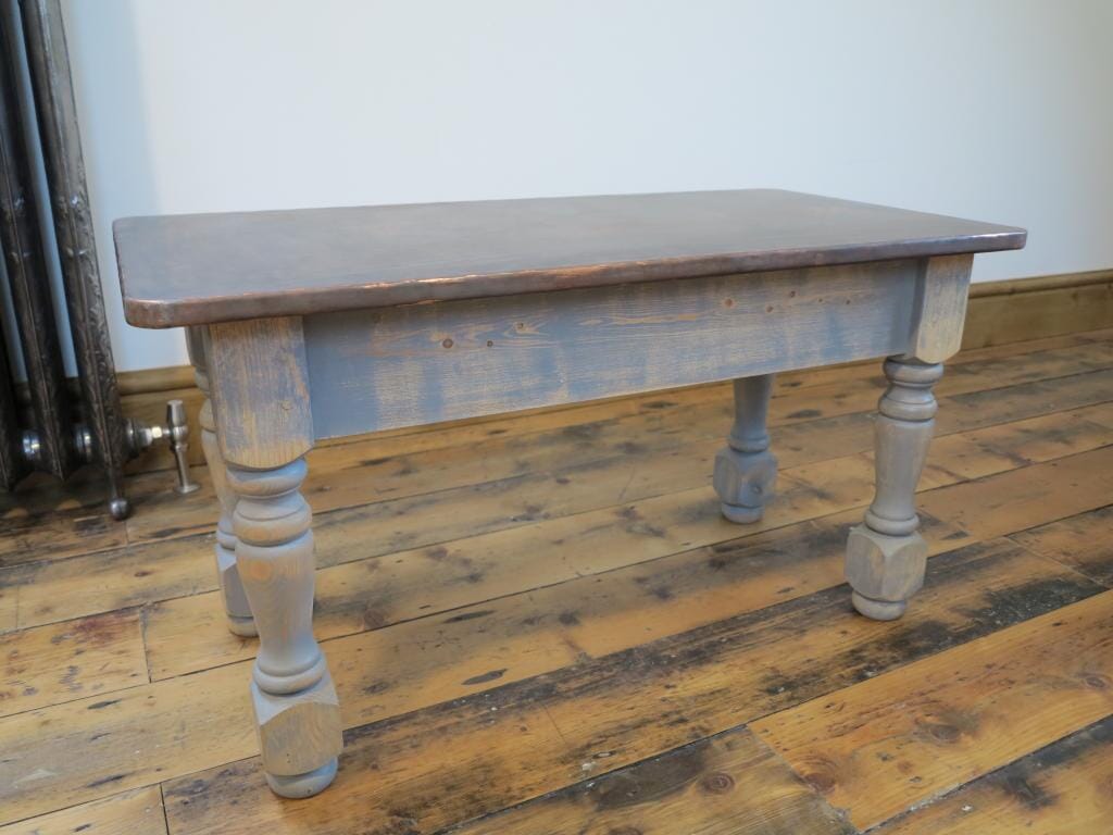 Heavily Distressed Antiqued Copper Coffee Table - 6981