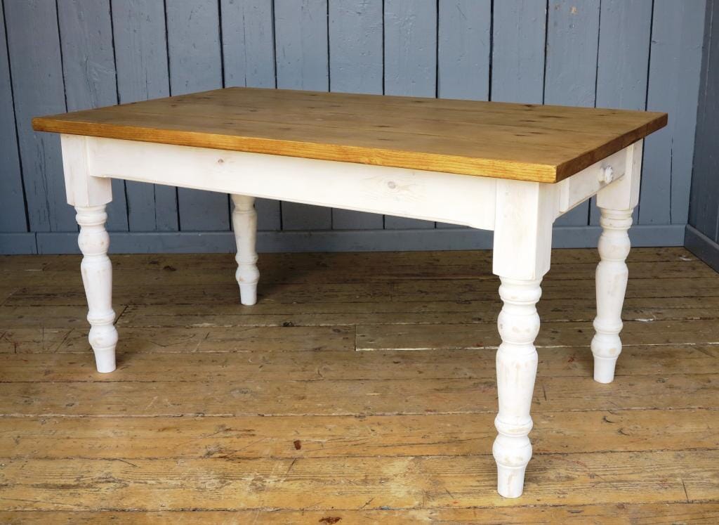 Plank Top Farmhouse Table With A Drawer - D1059