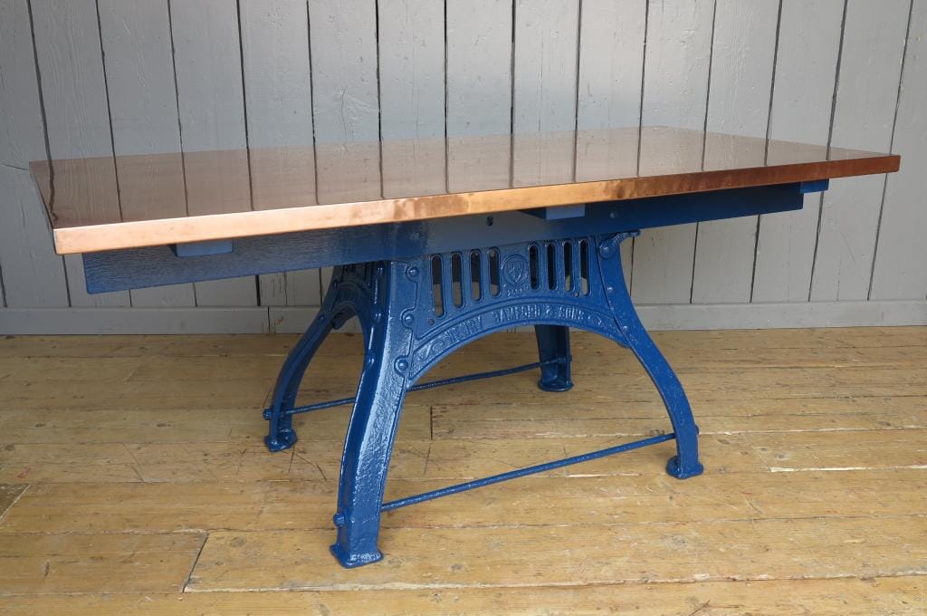 Natural Copper Topped Table With Cast Iron Base - D1054