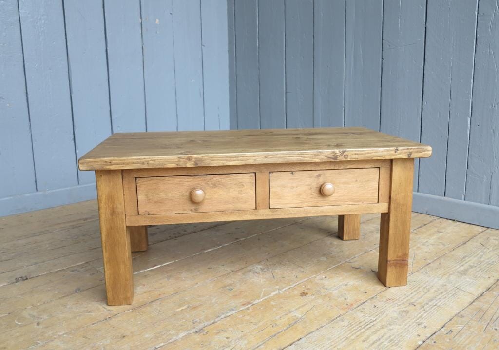 Reclaimed Pine Coffee Table With Drawers - D1037