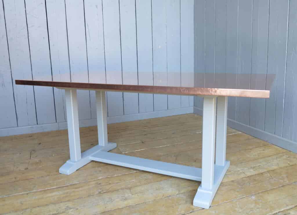 Refectory Style Copper Top Tables Made At UKAA