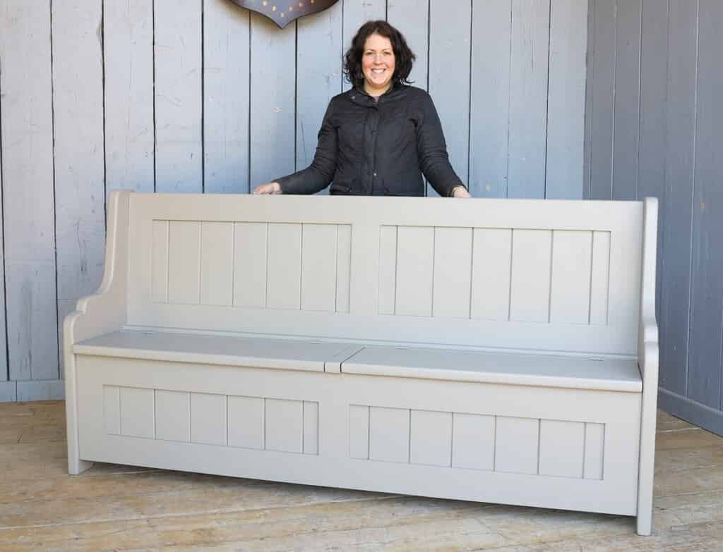 Antique Reclaimed Pine Settle with Lift up Seats