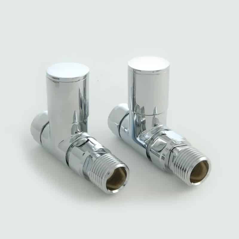 Pair of Milan Chrome Straight Cast Iron Radiator Valves