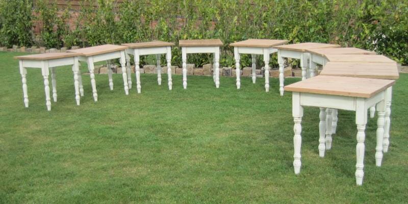 Set of 10 Reclaimed Pine Tables with a distressed finish - D1109