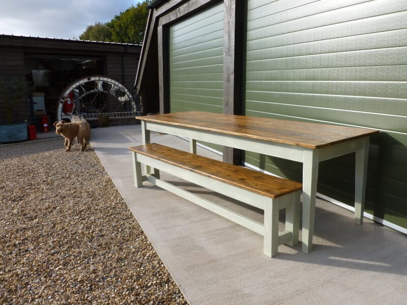 Farmhouse Floorboard Top Table and Bench - 6394/6403