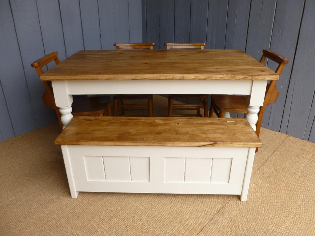Farmhouse Plank Top Table and Bench  - D1085