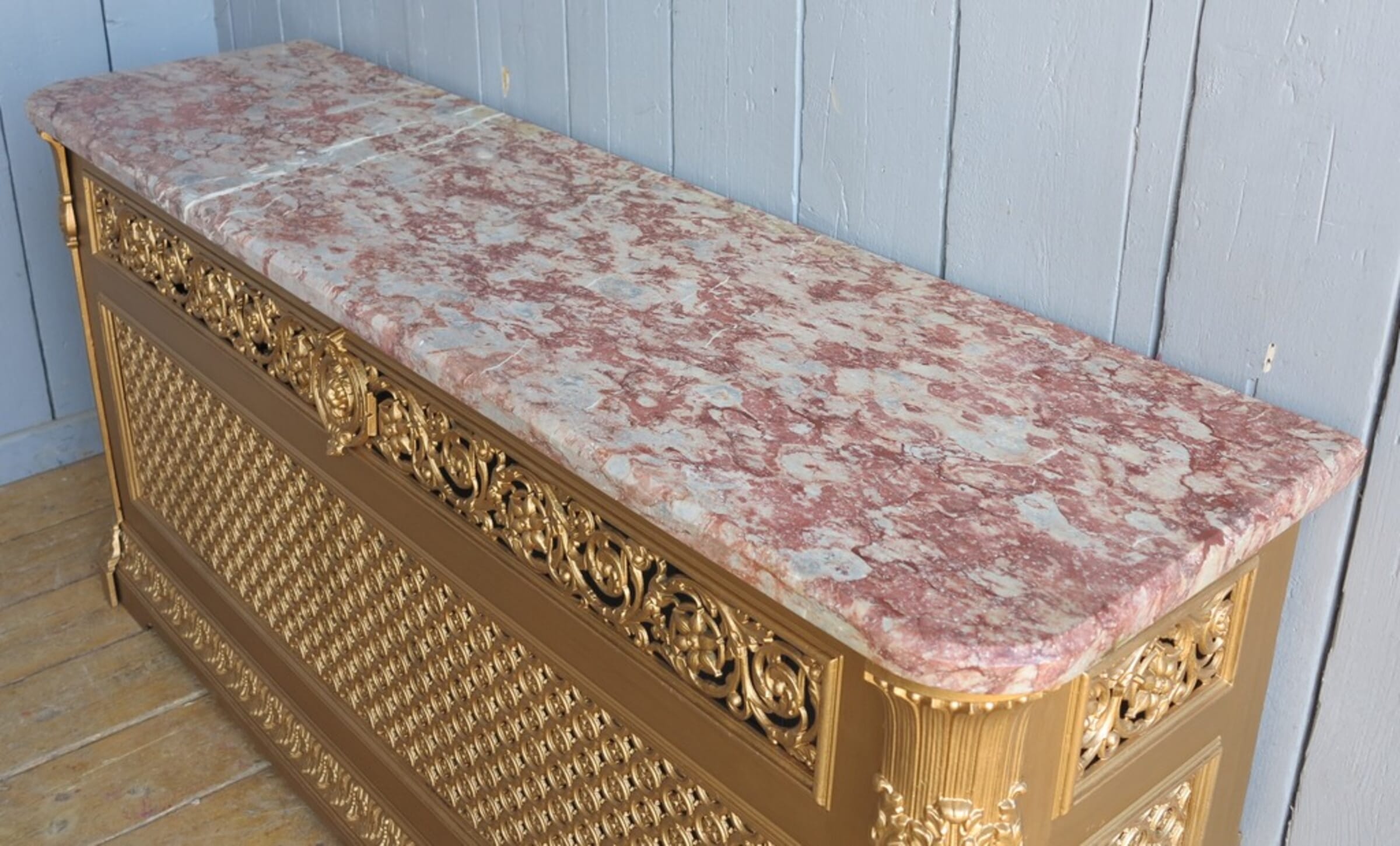 Original Victorian Cast Iron & Marble Radiator Cover