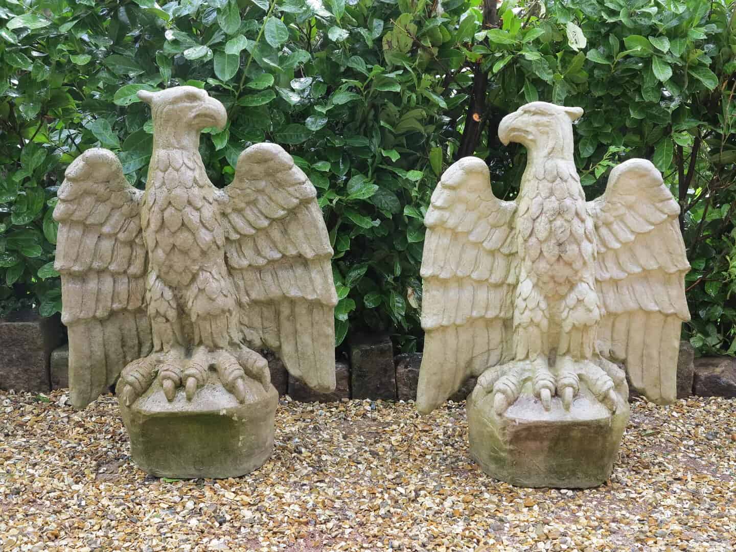 Pair of Reconstituted Stone Chilstone Gate Pier Eagles