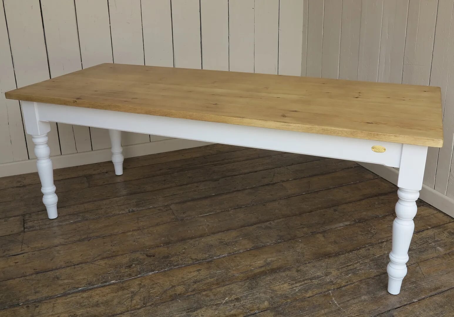 Painted Plank Top Kitchen Table With Turned Legs - 8212
