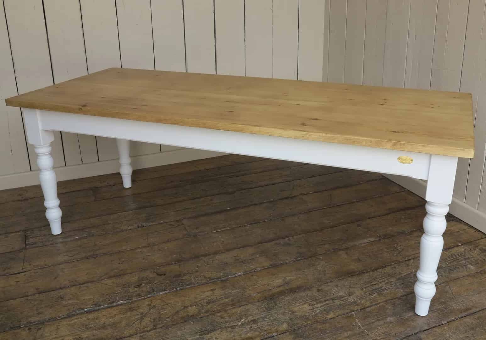 Painted Plank Top Kitchen Table With Turned Legs