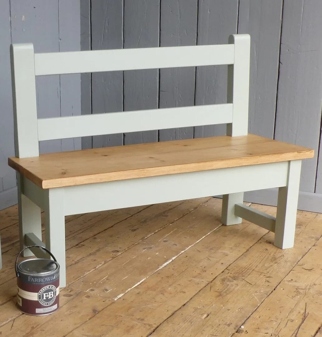 Plank Top Bench With Back Rest For Kitchen Tables - D1192