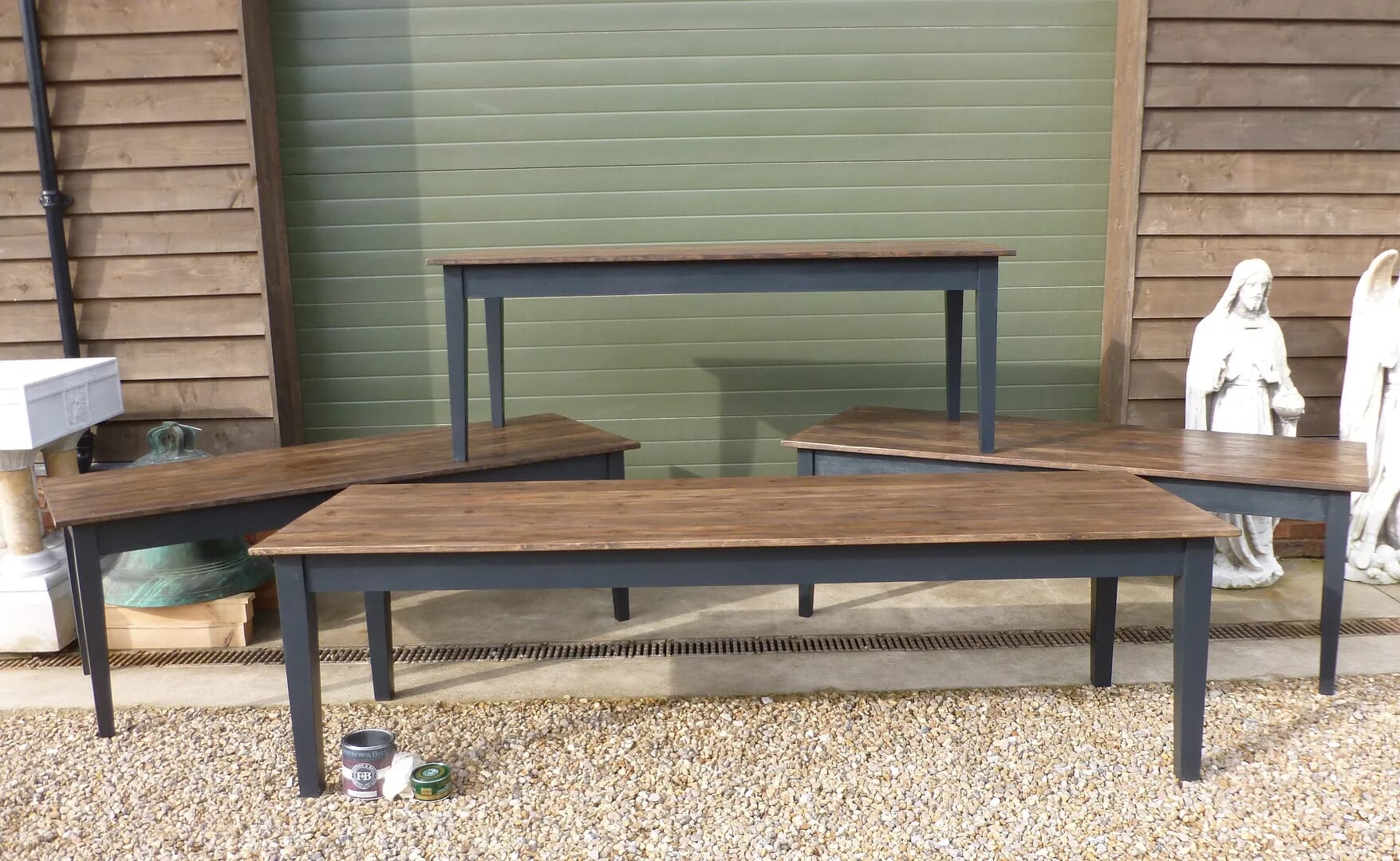 Reclaimed Pine Floorboard Top Farmhouse Kitchen Table - D1194