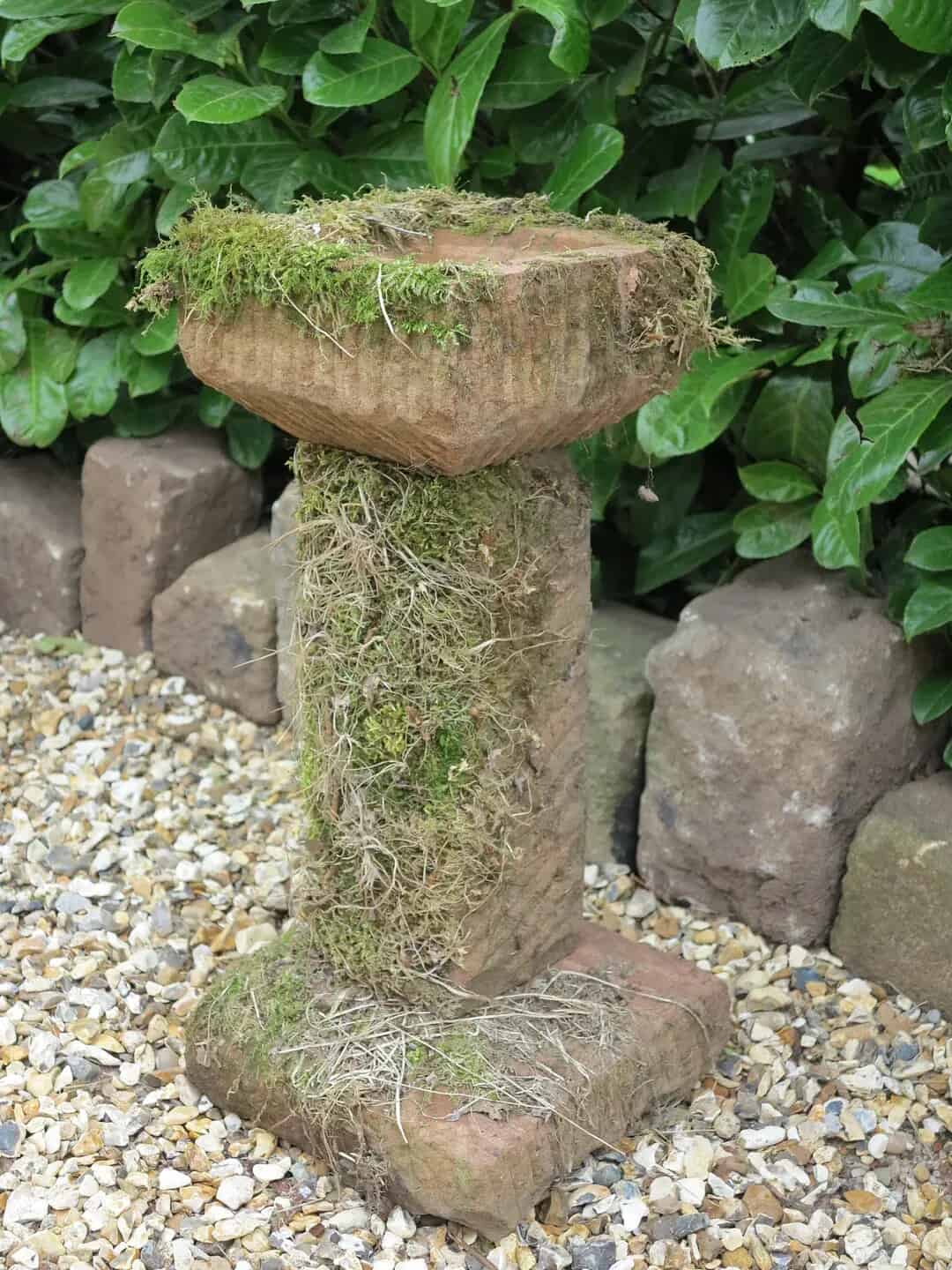 Hand Carved Solid Sandstone Garden Bird Bath