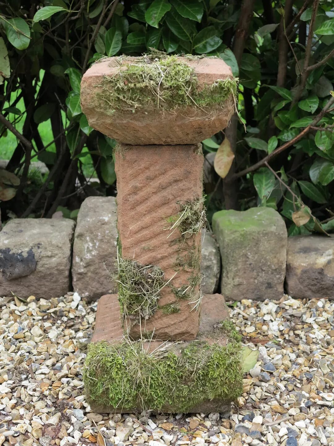 Solid Sandstone Hand Carved Garden Bird Bath - 5182