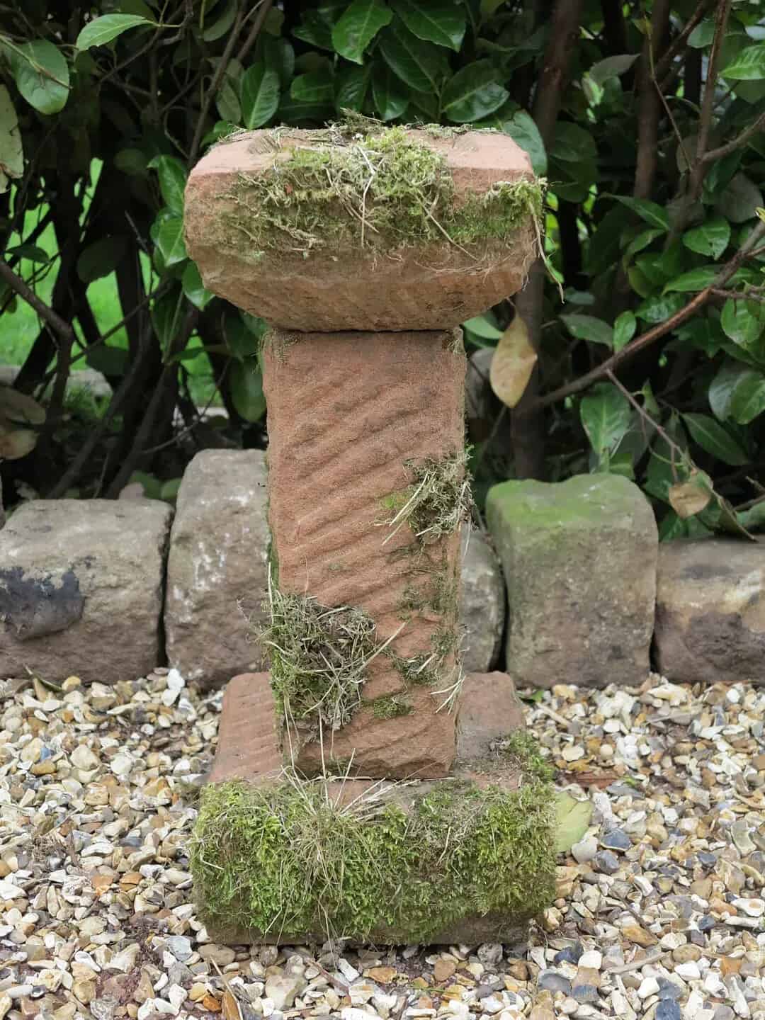 Solid Sandstone Hand Carved Garden Bird Bath